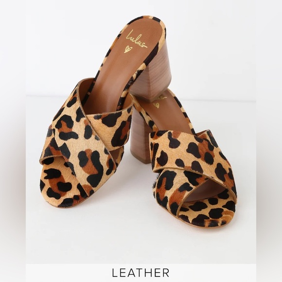 Lulus Shoes - Lulu’s Henri Leopard Calf Hair Peep-Toe Mules